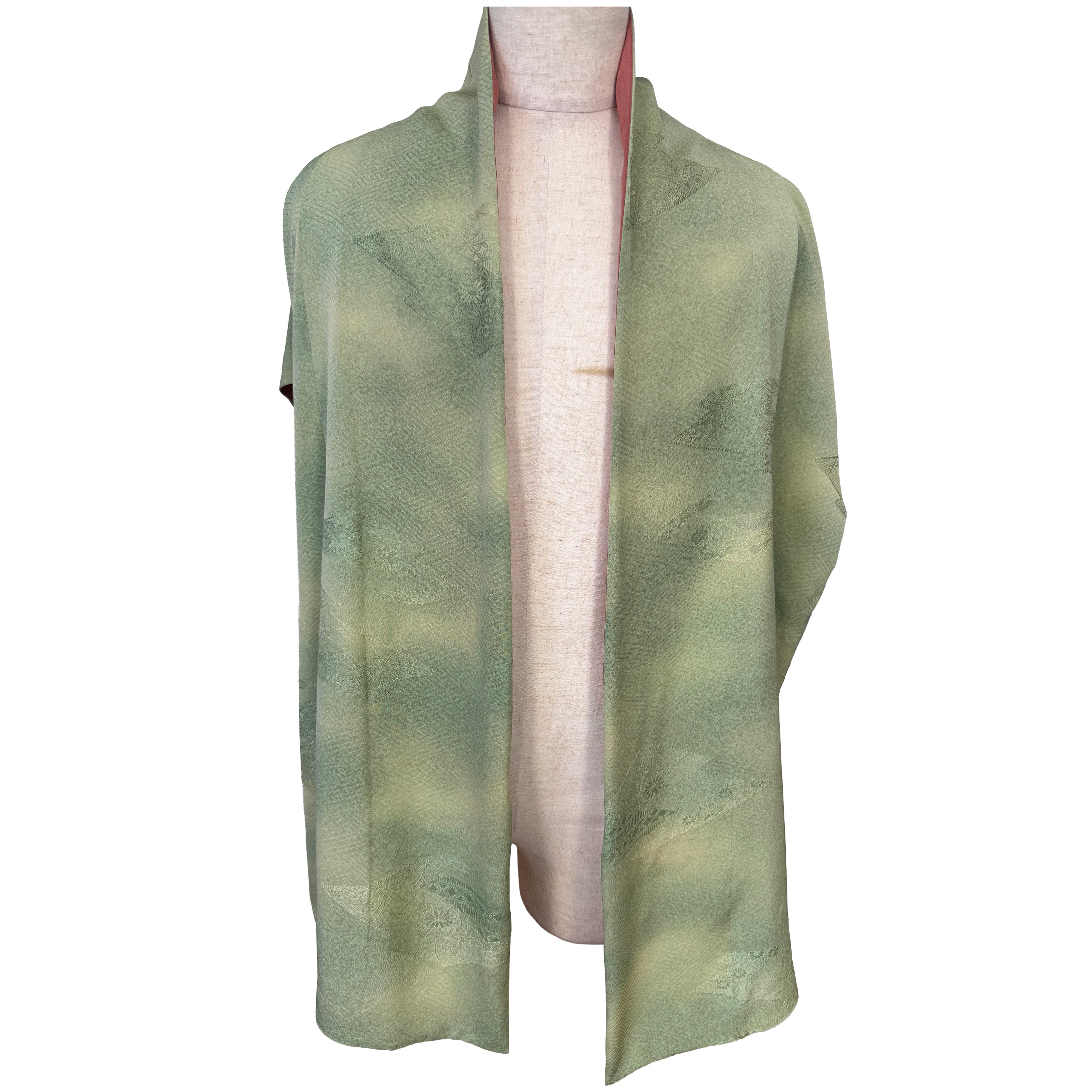 Handmade Kimono Vest – Upcycled from Japanese Vintage Silk Kimono with Subtle Patterns